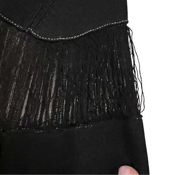 BLACK Sachin & Babi Seraphina Long Sleeve Fringe Knit Black Dress Gown S - Picture 15 of 16
